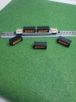 1/160 N Scale 5 Pack 20ft Shipping BNSF Containers Orange + Black FREE SHIPPING  • $12.99
