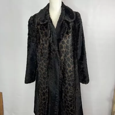 $79.99 • Buy Vintage 60s Faux Fur Coat Womens Medium Cheetah Print Lined Midi Open Jacket