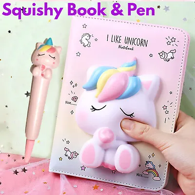 $33.99 • Buy Unicorn Diary Writing Notebook & Squishy Pen Decompression-Stress Relieve Toy 