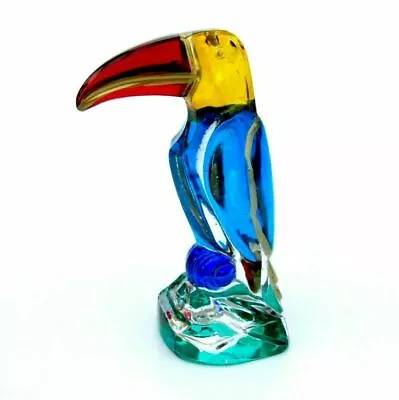 SIGNED & Certificate/Box Murano Art Glass Tropical Amazon Bird Sculpture • £79.99