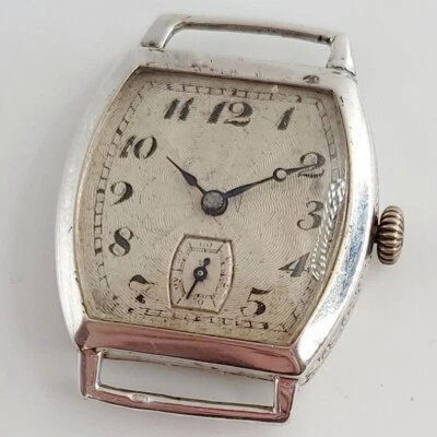 £170 • Buy ROTARY 1928 SILVER HALLMARKED ART DECO MENS TANK WATCH ANTIQUE TONNEAU 1920s