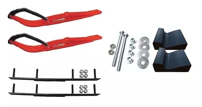 C&A Pro Red Razor Snowmobile Skis W/ 6  Round Bars Complete Kit • $368.02