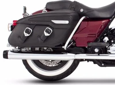 Rinehart Chrome 3.5  Slip-On Black Tip Mufflers Exhaust 1995-2009 Harley Touring • $599.95
