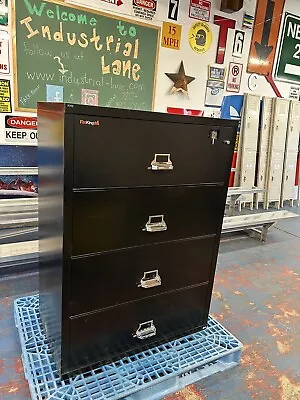 FireKing 4-Drawer Lateral Fireproof File Cabinet - Black W/ Key (4-4422-CBL) • $1200