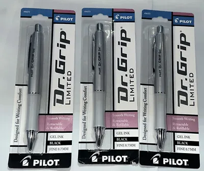 Lot Of 3  Pilot Dr Grip Limited Gel G2 Rollerball Pen 0.7mm Fine Point Black Ink • $19.88