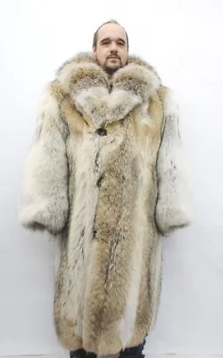 Brand New Natural Coyote Fur Long Coat Jacket Men Man Size All • $3900