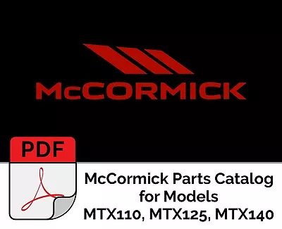 McCormick Tractor Parts Catalog MTX110 MTX125 MTX140 • $15.99