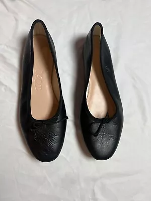 J CREW  $125 Black Leather Ballet Ballerina Flats Sz 8.5 Made In Italy A4 • $22