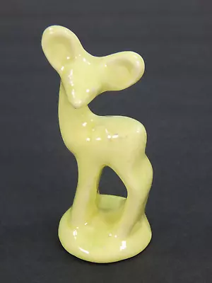 Vintage California Mcm Pottery Ceramic Deer Fawn Doe 4.75  Yellow Figurine • $14.21