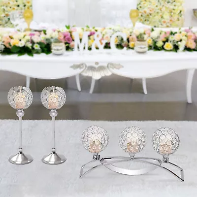 Crystal Arch Bridge Candle Light Holder Gold Silver Candelabra For Wedding Table • £25