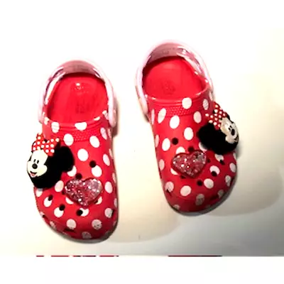 CROCS Disney Minnie Mouse Clogs Sandals Red And White Kids Size C 12  • $25