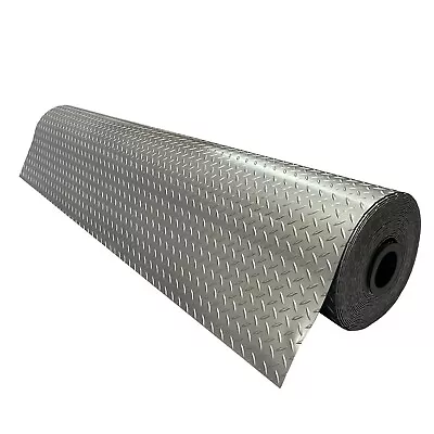 Checker Heavy Duty Silver PVC Vinyl Floor Matting Garage Work Large Diamond 3MM • £111.49