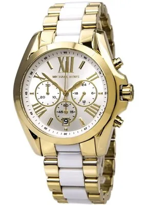 Michael Kors Bradshaw Chrono Watch White & Gold Plate MK5743 • £159