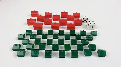 Monopoly Houses(34) Hotels(14) Replacement Game Pieces Red Green Plastic & Dice • $9.99