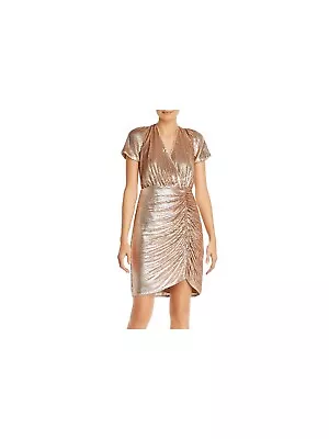 AIDAN MATTOX Womens Short Sleeve Surplice Neckline Short Cocktail Sheath Dress • $53.99