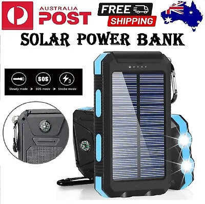 $39.49 • Buy 20000mAh Portable Solar Panel 2 USB LED External Battery Power Bank Charge Pack 