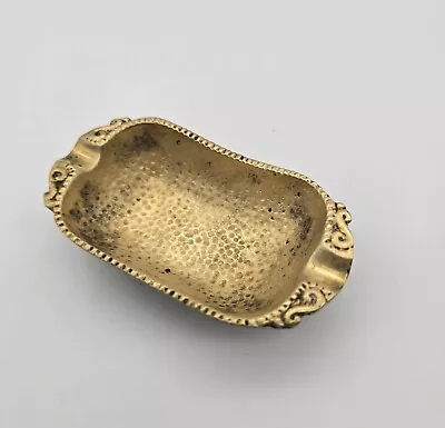 Vintage Nordia Small Hammered Brass Ashtray ~3 3/4”x 2” Made In Israel • $7