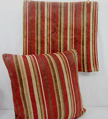 Restoration Hardware Chenille Multistripe Red 20-inch Square Pillow And Cover • $78