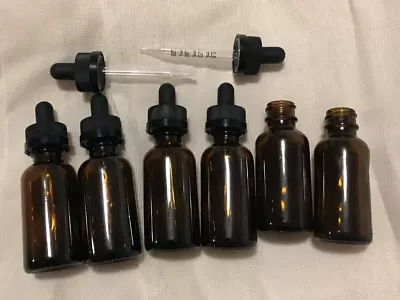 24 1oz AMBER BOSTON ROUND GLASS BOTTLES WITH GLASS DROPPERS 30ML • $19