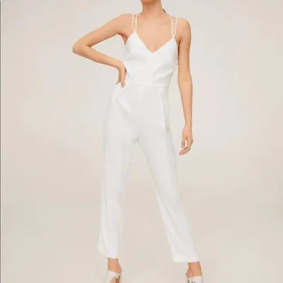 Mango Otro Criss Cross Back White Jumspuit NWT Elegant  LARGE  • $40