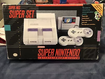 SNES Nintendo Super NES Console Super Set Complete Box CIB W/ Super Mario World • $399.99