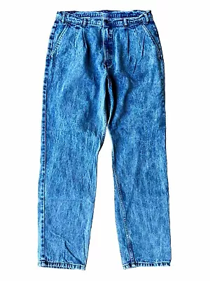 Vintage Levi’s Pleated Denim Trouser Jeans Stone Acid Wash 80s 90s 36W 32L Tag • $49.99