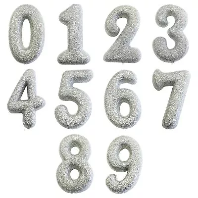 Sliver Glitter  Age Number Candles Happy Birthday Cake Topper 0-9 Celebration • £2.75