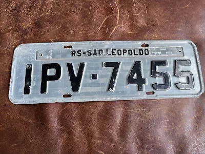 Brazil License Plate.  Vintage RS 🇧🇷 Brazilian São-Leopoldo Tag # IPV 7455 • $29.95