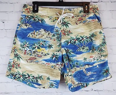 J Crew Men's Tropical Print Drawstring Waist Swim Shorts W/ Pockets Sz. M • $20