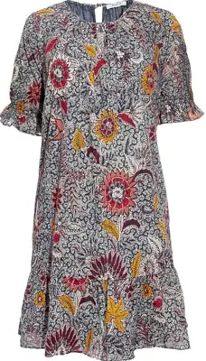 MADEWELL Ruffle-Sleeve Popover Mini Dress Moo Moo Peasant In Bali Blooms MEDIUM • $48