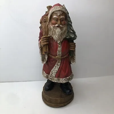 Midwest 9” Carved Santa Claus Figural Figurine Toy Bag + Christmas Tree • $13.95