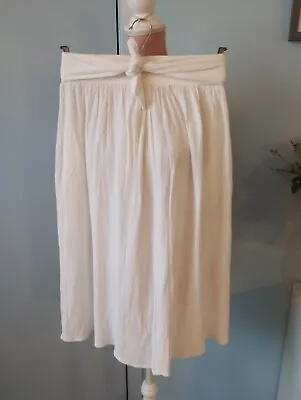 Vintage Etam 80s? Crinkle Fabric White Skirt Size 10 28  Waist Tie At Waist VGC • £4.50