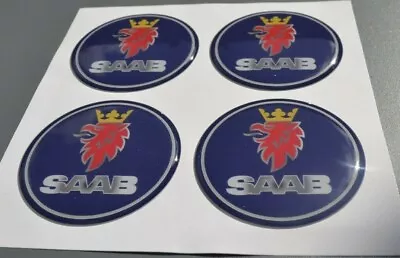 4Pcs 56mm SAAB Alloy Wheel Centre Badge Sticker - Self Adhesive -  • £6.95