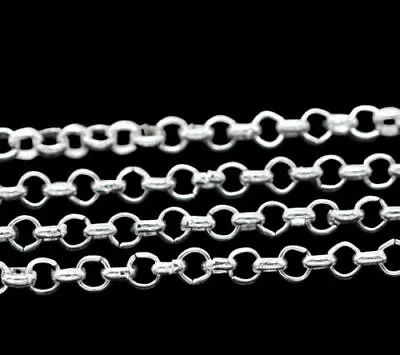 ❤ 5 Metres Bright SILVER Plated ROLO BELCHER Chain Jewellery Making Necklace ❤ • £1.30