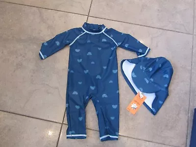 BNWT SUN PROTECTION SUIT & Hat Baby Boy 3-6 Months UPF 50+ George Swimming/Hols • £2.99