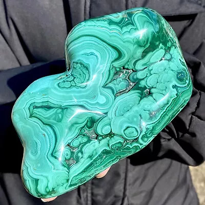 3.06LB Natural Glossy Malachite Cat Eye Transparent Cluster Rough Mineral Sample • $0.99