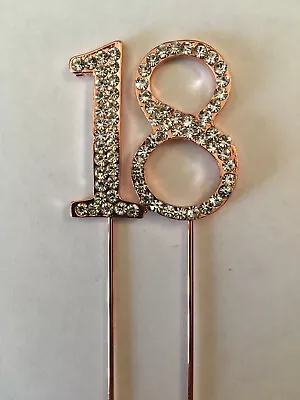 Rose Gold 18th Birthday Diamante Cake Topper Decoration 18 Th Eighteen Uk Store • £6.79