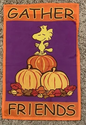 Peanuts Garden Flag 12 X18  Fall “Gather Friends” Woodstock Thanksgiving • $11.95