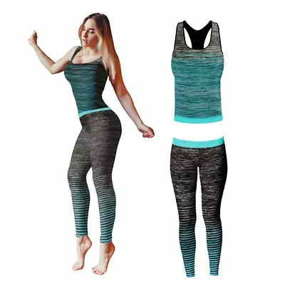 Women Sports Track Suit W/ Sleeveless Top & Legging Gym Running Sports Tracksuit • $11.57