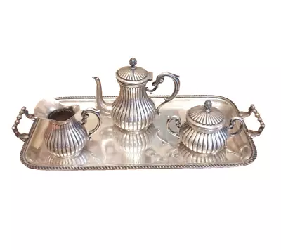 Service For Coffee Tea’ Tray Silver 800 Antique Vintage Years' 40 Made In Italy • $1197.85