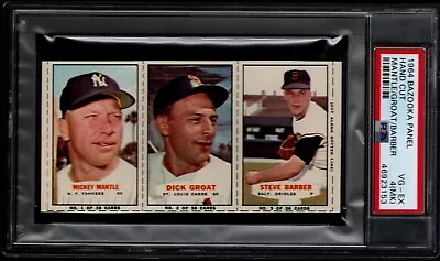 Rare 1964 Bazooka Panel Mickey Mantle / Groat / Barber PSA 4 MK New York Yankees • $1150