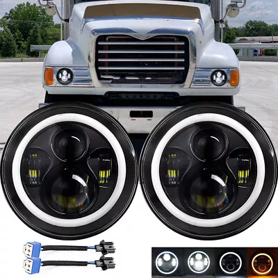 2pcs 7  Inch Round Led Headlights Hi/Lo Beam Fit Mack Granite CV713 Dump Trucks • $50.32