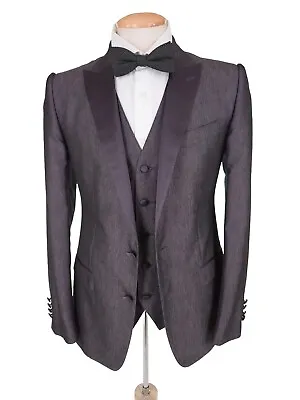 DOLCE & GABBANA New 46 US 36 MARTINI 3pc Tuxedo Suit Gray Wool Silk • $1019.05