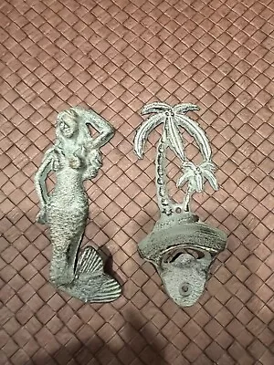 Cast Iron PALM TREE Beer Soda Bottle Opener And Mermaid • $10