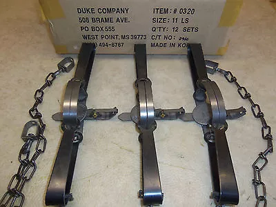 3 New Duke # 11 Long Spring Traps 0320 Raccoon Mink Muskrat Nuisance Trapping • $34.95