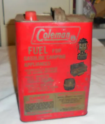 1 Coleman Fuel Gas For Camping Lantern Stove red EMPTY Gallon Tin CanVTG Ad St • $7.99