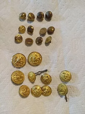 Vintage Gold Tone Military And Decorative  Brass  Buttons 22 Pieces • $15