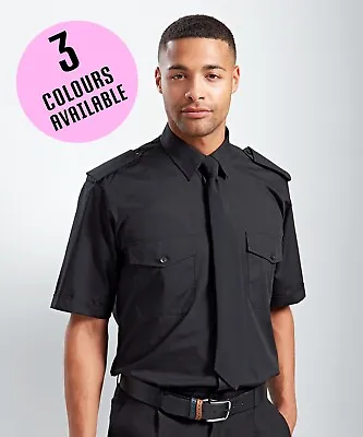 Mens SHORT Sleeve Pilot Security Shirt Business Work Smart Formal Uniform PR212 • £20.75