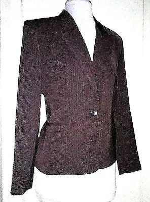 Amanda Smith Petites DEEP DUSTY BURGUNDY & GRAY Striped BLAZER JACKET ~ 6P • $9.99