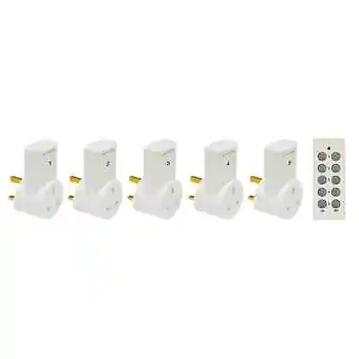 £29.99 • Buy 5x Wireless Remote Controlled Sockets White Electrical UK Mains Wall Plug-In